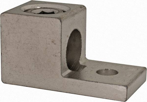 Thomas & Betts - 6 AWG Noninsulated Square Ring Terminal - 5/16" Stud, 2" OAL x 1" Wide, Tin Plated Aluminum Contact - Apex Tool & Supply
