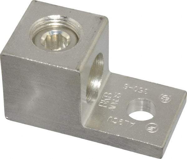Thomas & Betts - 6 AWG Noninsulated Compression Connection Square Ring Terminal - 3/8" Stud, 2-1/4" OAL x 1-1/8" Wide, Tin Plated Aluminum Contact - Apex Tool & Supply