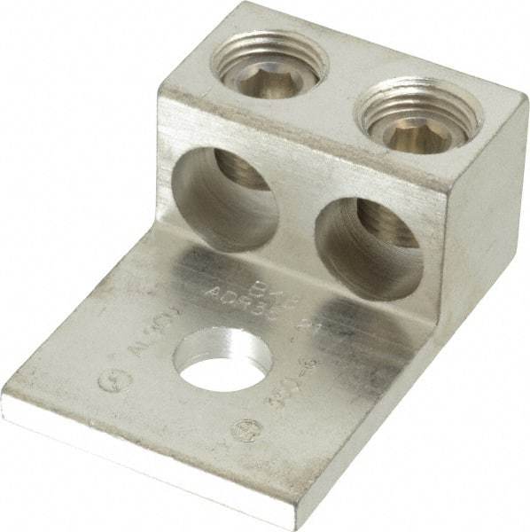 Thomas & Betts - 6 AWG Noninsulated Compression Connection Rectangle Ring Terminal - 1/2" Stud, 2-7/8" OAL x 1.9219" Wide, Tin Plated Aluminum Contact - Apex Tool & Supply