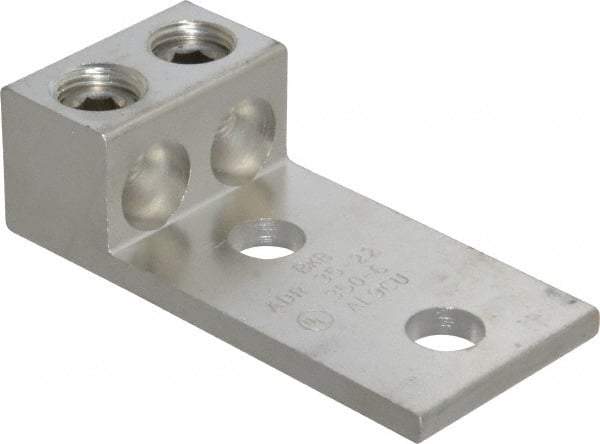Thomas & Betts - 6 AWG Noninsulated Compression Connection Rectangle Ring Terminal - 1/2" Stud, 4-1/4" OAL x 2-19/64" Wide, Tin Plated Aluminum Contact - Apex Tool & Supply