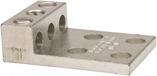 Thomas & Betts - 14-1/0 AWG Noninsulated Compression Connection Rectangle Ring Terminal - 3/8" Stud, 2-29/32" OAL x 2" Wide, Tin Plated Aluminum Contact - Apex Tool & Supply