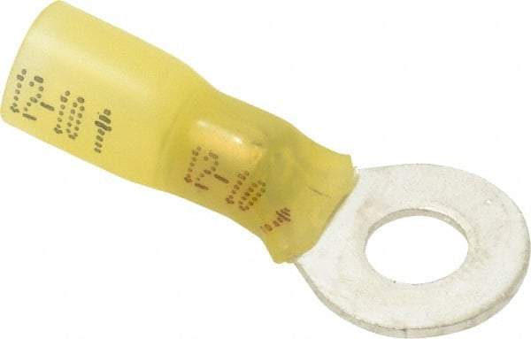 3M - 12-10 AWG Partially Insulated Crimp Connection Circular Ring Terminal - 1/4" Stud, 1.2" OAL x 0.59" Wide, Copper Contact - Apex Tool & Supply
