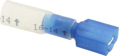 3M - 16 to 14 AWG, Nylon Heat Shrink, Fully Insulated, Male Wire Disconnect - 1/4 Inch Wide Tab, Blue, RoHS 2011/65/EU Compliant - Apex Tool & Supply