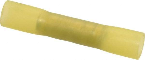 3M - 12 to 10 AWG Compatible, Heat Shrink & Nylon Fully Insulated, Crimp-On Butt Splice Terminal - 2 Wire Entries, 1-1/2" OAL, Yellow - Apex Tool & Supply