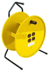Conductix - 16 AWG, 25' Cable Length, Cord & Cable Reel with Outlet End - 4 Outlets, NEMA 5-15R, 15 Amps, Yellow Reel - Apex Tool & Supply