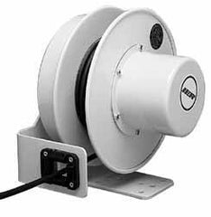 Conductix - 16 AWG, 30' Cable Length, Cord & Cable Reel with Bare End - 3 Outlets, NEMA 5-15R, 10 Amps, SEOW-A Cable, Yellow Reel, Spring Driven Reel - Apex Tool & Supply