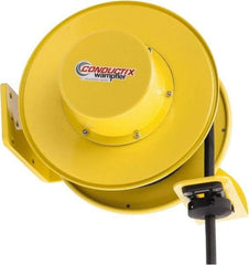 Conductix - 12 AWG, 40' Cable Length, Cord & Cable Reel with Bare End - 3 Outlets, NEMA 5-20R, 20 Amps, SEOW-A Cable, Yellow Reel, Spring Driven Reel - Apex Tool & Supply