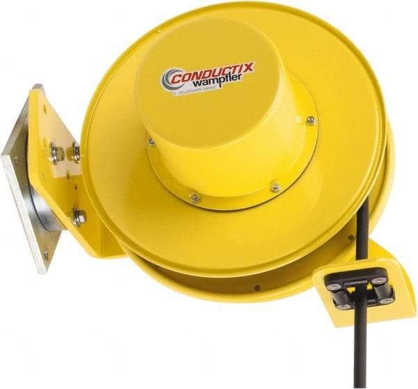 Conductix - 14 AWG, 40' Cable Length, Cord & Cable Reel with Cable End - 3 Outlets, SO Cable, White Reel - Apex Tool & Supply