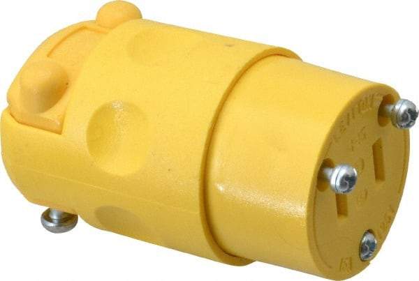 Leviton - 125 VAC, 15 Amp, 1-15R NEMA, Straight, Ungrounded, Commercial Grade Connector - 2 Pole, 2 Wire, 1 Phase, PVC, Yellow - Apex Tool & Supply
