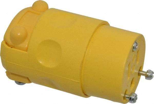 Leviton - 125 VAC, 15 Amp, 5-15R NEMA, Straight, Self Grounding, Residential Grade Connector - 2 Pole, 3 Wire, 1 Phase, PVC, Yellow - Apex Tool & Supply