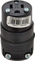 Leviton - 125 VAC, 15 Amp, 5-15R NEMA, Straight, Self Grounding, Residential Grade Connector - 2 Pole, 3 Wire, 1 Phase, Rubber, Black - Apex Tool & Supply