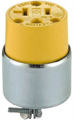 Leviton - 125 VAC, 20 Amp, 5-20R NEMA, Straight, Self Grounding, Commercial Grade Connector - 2 Pole, 3 Wire, 1 Phase, PVC, Steel, Yellow - Apex Tool & Supply