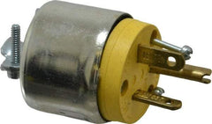 Leviton - 125 VAC, 20 Amp, 5-20P NEMA, Straight, Self Grounding, Commercial Grade Plug - 2 Pole, 3 Wire, 1 Phase, PVC, Steel, Yellow - Apex Tool & Supply