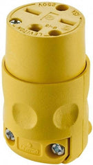 Leviton - 250 VAC, 15 Amp, 6-15R NEMA, Straight, Self Grounding, Commercial Grade Connector - 2 Pole, 3 Wire, 3 Phase, PVC, Yellow - Apex Tool & Supply