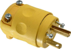 Leviton - 250 VAC, 15 Amp, 6-15P NEMA, Angled, Self Grounding, Residential Grade Plug - 2 Pole, 3 Wire, 3 Phase, PVC, Yellow - Apex Tool & Supply