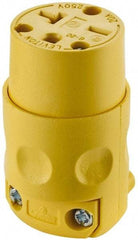 Leviton - 250 VAC, 20 Amp, 6-20R NEMA, Straight, Self Grounding, Commercial Grade Connector - 2 Pole, 3 Wire, 3 Phase, PVC, Yellow - Apex Tool & Supply