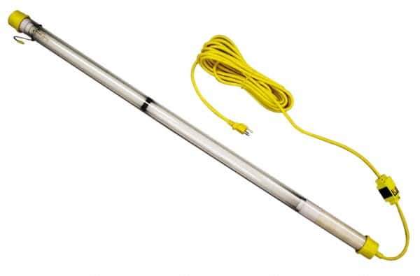 Made in USA - 120 Volt, 25 Watt, Electric, Fluorescent Portable Hook Work Light - 25' Cord, 1 Head - Apex Tool & Supply