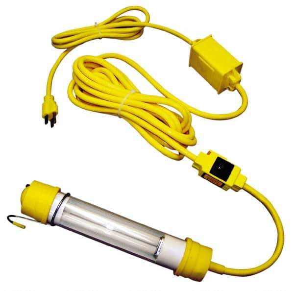 Made in USA - 120 Volt, 13 Watt, Electric, Fluorescent Portable Hook Work Light - 50' Cord, 1 Head - Apex Tool & Supply