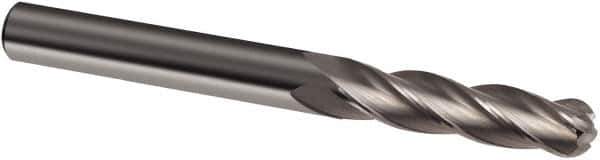 Guhring - 3/4" Diam, 3" LOC, 4 Flute Solid Carbide Ball End Mill - Uncoated, Single End, 6" OAL, 3/4" Shank Diam, Spiral Flute - Apex Tool & Supply