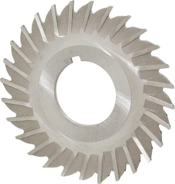 Made in USA - 2-1/2" Blade Diam x 1/16" Blade Thickness, 7/8" Hole, 28 Teeth, High Speed Steel Side Chip Saw - Straight Tooth, Arbor Connection, Right Hand Cut, Uncoated, with Keyway - Apex Tool & Supply