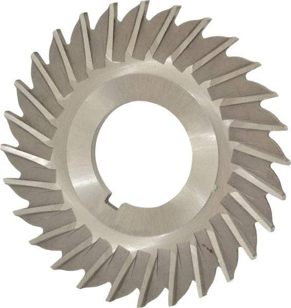 Made in USA - 2-1/2" Blade Diam x 3/32" Blade Thickness, 7/8" Hole, 28 Teeth, High Speed Steel Side Chip Saw - Straight Tooth, Arbor Connection, Right Hand Cut, Uncoated, with Keyway - Apex Tool & Supply