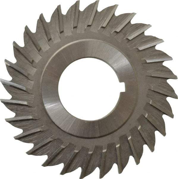 Made in USA - 2-1/2" Blade Diam x 1/8" Blade Thickness, 7/8" Hole, 28 Teeth, High Speed Steel Side Chip Saw - Straight Tooth, Arbor Connection, Right Hand Cut, Uncoated, with Keyway - Apex Tool & Supply