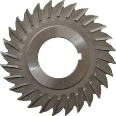 Made in USA - 2-1/2" Blade Diam x 1/8" Blade Thickness, 7/8" Hole, 28 Teeth, High Speed Steel Side Chip Saw - Straight Tooth, Arbor Connection, Right Hand Cut, Uncoated, with Keyway - Apex Tool & Supply