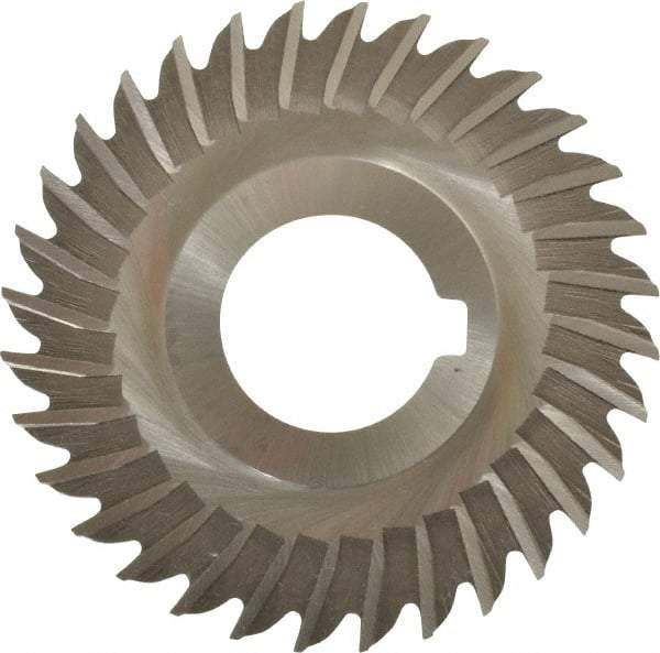 Made in USA - 3" Blade Diam x 1/16" Blade Thickness, 1" Hole, 32 Teeth, High Speed Steel Side Chip Saw - Straight Tooth, Arbor Connection, Right Hand Cut, Uncoated, with Keyway - Apex Tool & Supply
