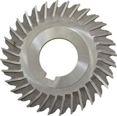 Made in USA - 3" Blade Diam x 3/32" Blade Thickness, 1" Hole, 32 Teeth, High Speed Steel Side Chip Saw - Straight Tooth, Arbor Connection, Right Hand Cut, Uncoated, with Keyway - Apex Tool & Supply