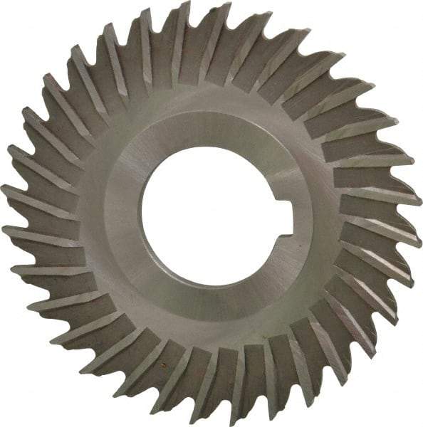 Made in USA - 3" Blade Diam x 7/64" Blade Thickness, 1" Hole, 32 Teeth, High Speed Steel Side Chip Saw - Straight Tooth, Arbor Connection, Right Hand Cut, Uncoated, with Keyway - Apex Tool & Supply