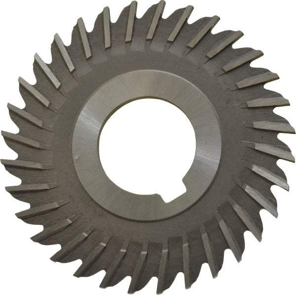 Made in USA - 3" Blade Diam x 1/8" Blade Thickness, 1" Hole, 32 Teeth, High Speed Steel Side Chip Saw - Straight Tooth, Arbor Connection, Right Hand Cut, Uncoated, with Keyway - Apex Tool & Supply