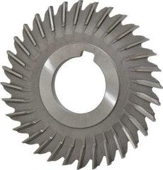 Made in USA - 3" Blade Diam x 9/64" Blade Thickness, 1" Hole, 32 Teeth, High Speed Steel Side Chip Saw - Straight Tooth, Arbor Connection, Right Hand Cut, Uncoated, with Keyway - Apex Tool & Supply