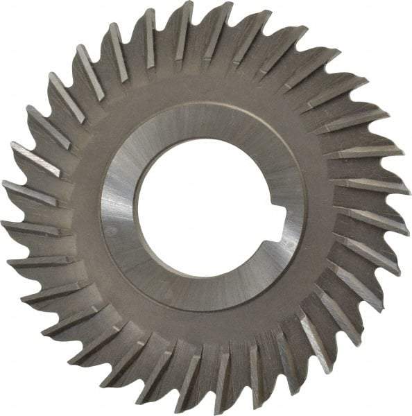 Made in USA - 3" Blade Diam x 5/32" Blade Thickness, 1" Hole, 32 Teeth, High Speed Steel Side Chip Saw - Straight Tooth, Arbor Connection, Right Hand Cut, Uncoated, with Keyway - Apex Tool & Supply