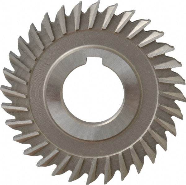 Made in USA - 3" Blade Diam x 1/4" Blade Thickness, 1" Hole, 32 Teeth, High Speed Steel Side Chip Saw - Straight Tooth, Arbor Connection, Right Hand Cut, Uncoated, with Keyway - Apex Tool & Supply