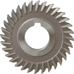 Made in USA - 3" Blade Diam x 1/4" Blade Thickness, 1" Hole, 32 Teeth, High Speed Steel Side Chip Saw - Straight Tooth, Arbor Connection, Right Hand Cut, Uncoated, with Keyway - Apex Tool & Supply
