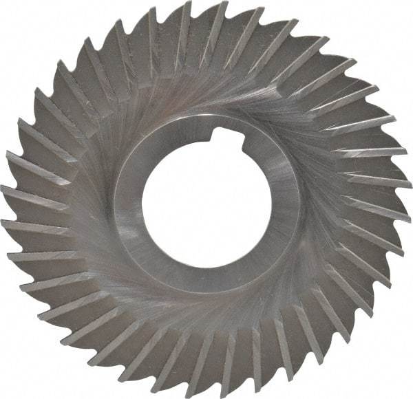 Made in USA - 4" Blade Diam x 1/16" Blade Thickness, 1-1/4" Hole, 36 Teeth, High Speed Steel Side Chip Saw - Straight Tooth, Arbor Connection, Right Hand Cut, Uncoated, with Keyway - Apex Tool & Supply