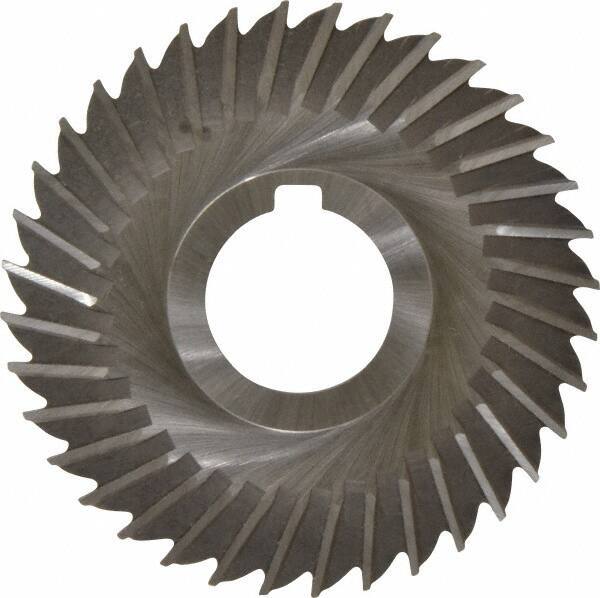 Made in USA - 4" Blade Diam x 7/64" Blade Thickness, 1-1/4" Hole, 36 Teeth, High Speed Steel Side Chip Saw - Straight Tooth, Arbor Connection, Right Hand Cut, Uncoated, with Keyway - Apex Tool & Supply