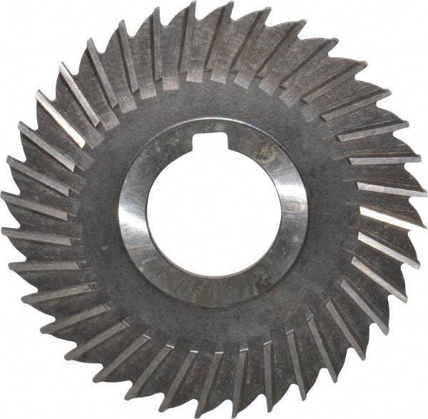 Made in USA - 4" Blade Diam x 9/64" Blade Thickness, 1-1/4" Hole, 36 Teeth, High Speed Steel Side Chip Saw - Straight Tooth, Arbor Connection, Right Hand Cut, Uncoated, with Keyway - Apex Tool & Supply