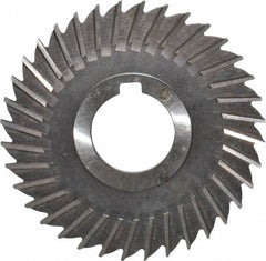 Made in USA - 4" Blade Diam x 9/64" Blade Thickness, 1-1/4" Hole, 36 Teeth, High Speed Steel Side Chip Saw - Straight Tooth, Arbor Connection, Right Hand Cut, Uncoated, with Keyway - Apex Tool & Supply