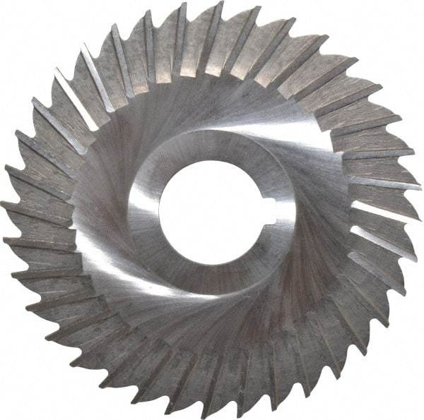 Made in USA - 4" Blade Diam x 3/32" Blade Thickness, 1" Hole, 36 Teeth, High Speed Steel Side Chip Saw - Straight Tooth, Arbor Connection, Right Hand Cut, Uncoated, with Keyway - Apex Tool & Supply