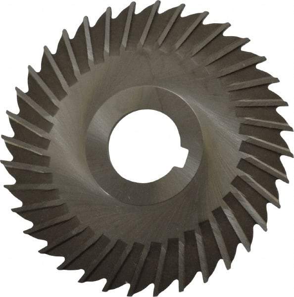 Made in USA - 4" Blade Diam x 7/64" Blade Thickness, 1" Hole, 36 Teeth, High Speed Steel Side Chip Saw - Straight Tooth, Arbor Connection, Right Hand Cut, Uncoated, with Keyway - Apex Tool & Supply