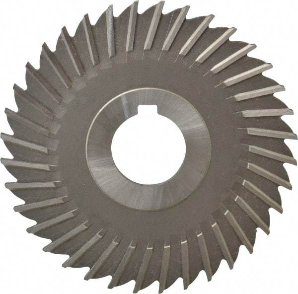 Made in USA - 4" Blade Diam x 9/64" Blade Thickness, 1" Hole, 36 Teeth, High Speed Steel Side Chip Saw - Straight Tooth, Arbor Connection, Right Hand Cut, Uncoated, with Keyway - Apex Tool & Supply