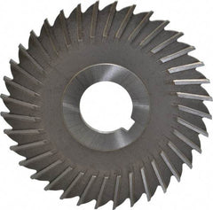 Made in USA - 4" Blade Diam x 11/64" Blade Thickness, 1" Hole, 36 Teeth, High Speed Steel Side Chip Saw - Straight Tooth, Arbor Connection, Right Hand Cut, Uncoated, with Keyway - Apex Tool & Supply