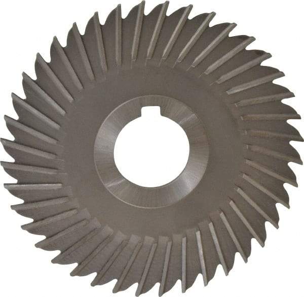 Made in USA - 5" Blade Diam x 1/8" Blade Thickness, 1-1/4" Hole, 40 Teeth, High Speed Steel Side Chip Saw - Straight Tooth, Arbor Connection, Right Hand Cut, Uncoated, with Keyway - Apex Tool & Supply