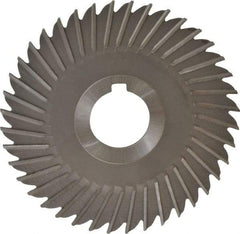 Made in USA - 5" Blade Diam x 1/8" Blade Thickness, 1-1/4" Hole, 40 Teeth, High Speed Steel Side Chip Saw - Straight Tooth, Arbor Connection, Right Hand Cut, Uncoated, with Keyway - Apex Tool & Supply