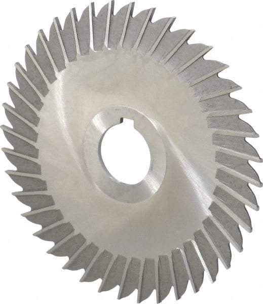 Made in USA - 5" Blade Diam x 3/32" Blade Thickness, 1" Hole, 40 Teeth, High Speed Steel Side Chip Saw - Straight Tooth, Arbor Connection, Right Hand Cut, Uncoated, with Keyway - Apex Tool & Supply