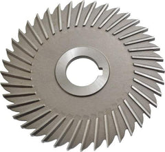 Made in USA - 5" Blade Diam x 3/16" Blade Thickness, 1" Hole, 40 Teeth, High Speed Steel Side Chip Saw - Straight Tooth, Arbor Connection, Right Hand Cut, Uncoated, with Keyway - Apex Tool & Supply