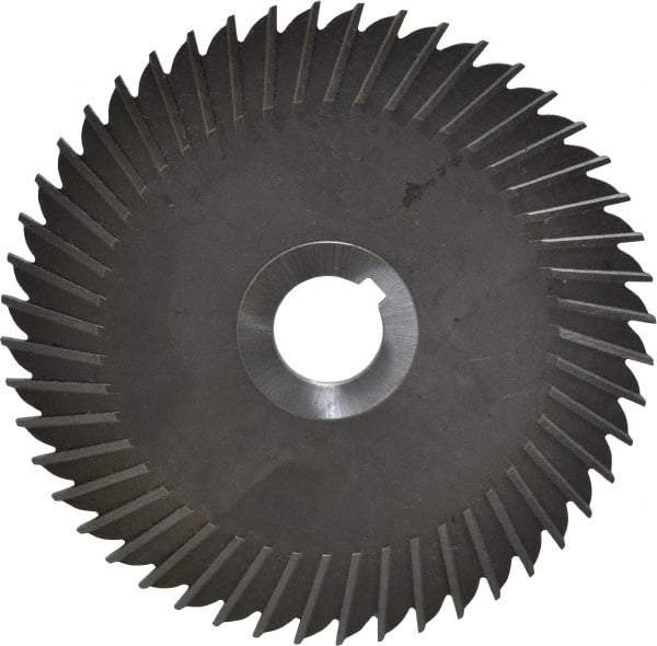 Made in USA - 6" Blade Diam x 1/8" Blade Thickness, 1" Hole, 48 Teeth, High Speed Steel Side Chip Saw - Straight Tooth, Arbor Connection, Right Hand Cut, Uncoated, with Keyway - Apex Tool & Supply