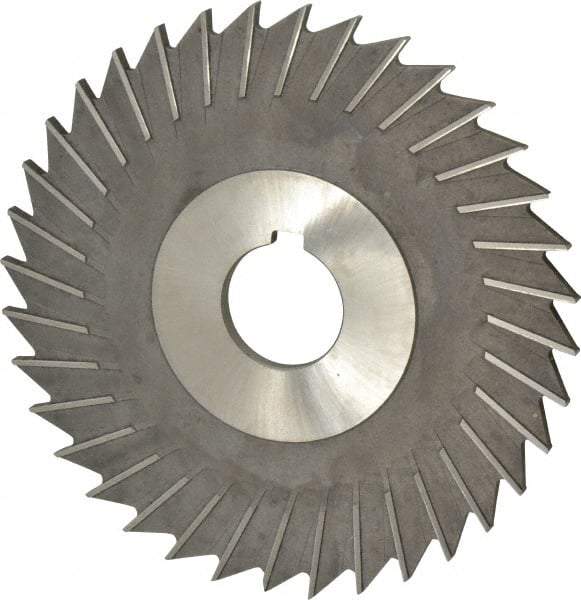 Made in USA - 6" Blade Diam x 3/16" Blade Thickness, 1-1/4" Hole, 48 Teeth, High Speed Steel Side Chip Saw - Straight Tooth, Arbor Connection, Right Hand Cut, Uncoated, with Keyway - Apex Tool & Supply