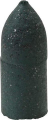 Made in USA - 3/8" Max Diam x 1" Long, Cone, Rubberized Point - Coarse Grade, Silicon Carbide, 1/8" Arbor Hole, Unmounted - Apex Tool & Supply
